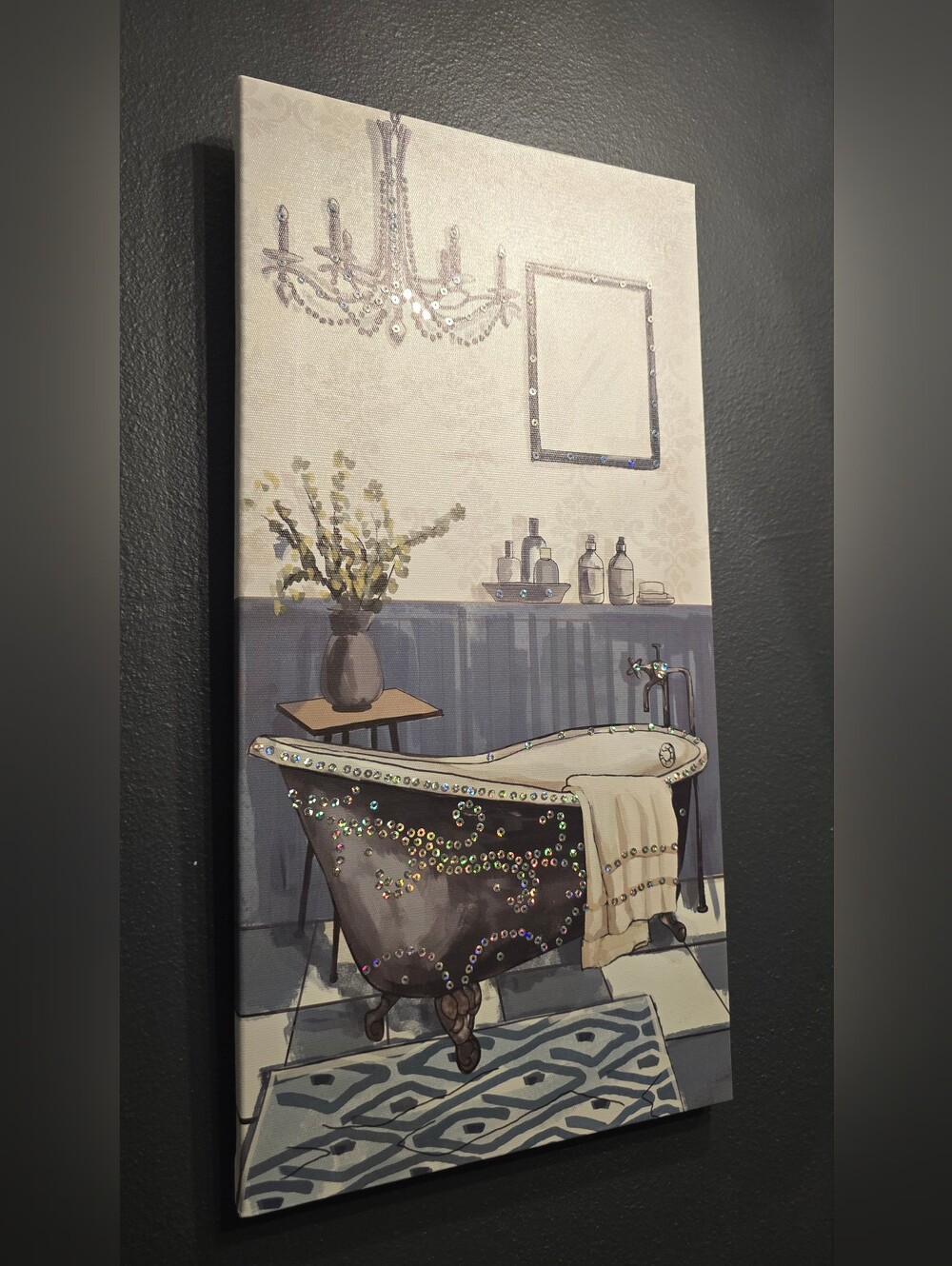 5 for $ 25 Bundle Deal - Decorative Sparkle Bath Wall Art - Gray/White